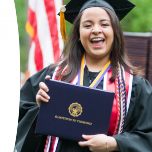 UM Student holding her diploma